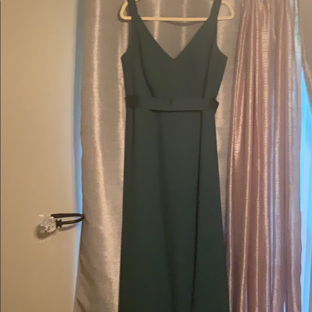 Long Forest green Vera wang bridesmaid dress